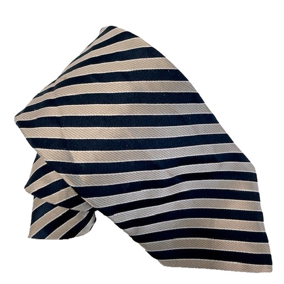 NAUTICA Men's 100% Silk Wide Necktie USA Designer Striped Gold/Black 59 1/2" - Picture 1 of 7